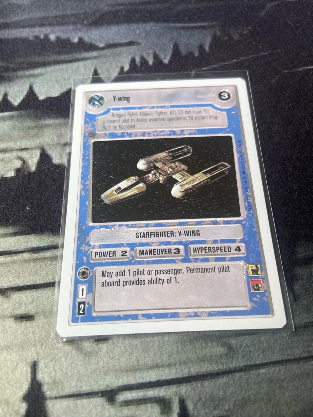 Y-wing starfighter card from the Star Wars Customizable Card Game (SWCCG)1995